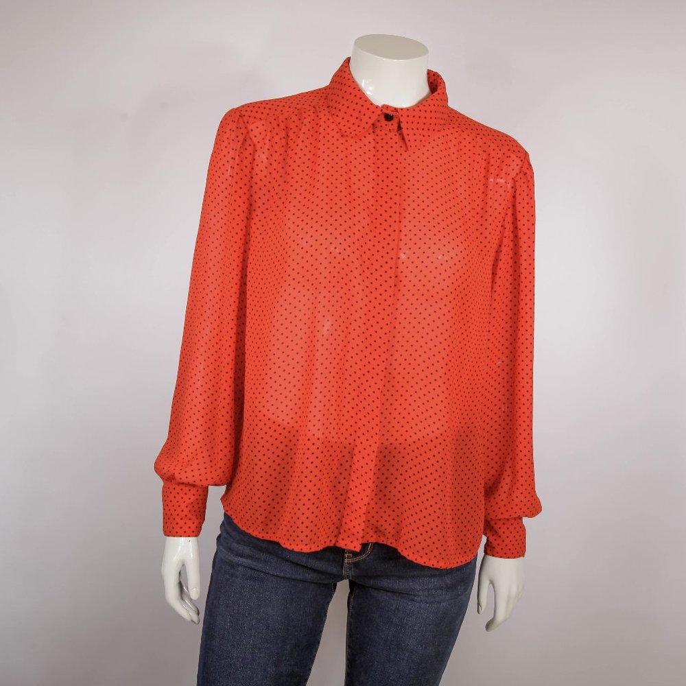 Josephine vintage sheer red black polka dot blouse